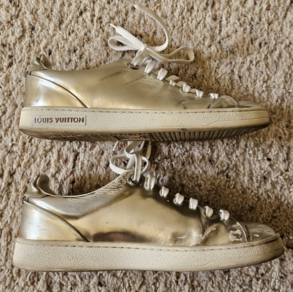 Louis Vuitton Silver Patent Leather Sneaker Shoes Sz. 36 - Picture 3 of 14